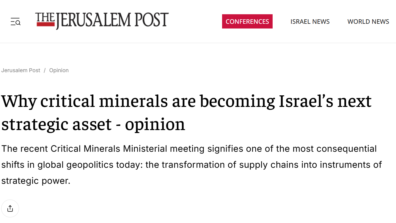 Critical Minerals are Israel