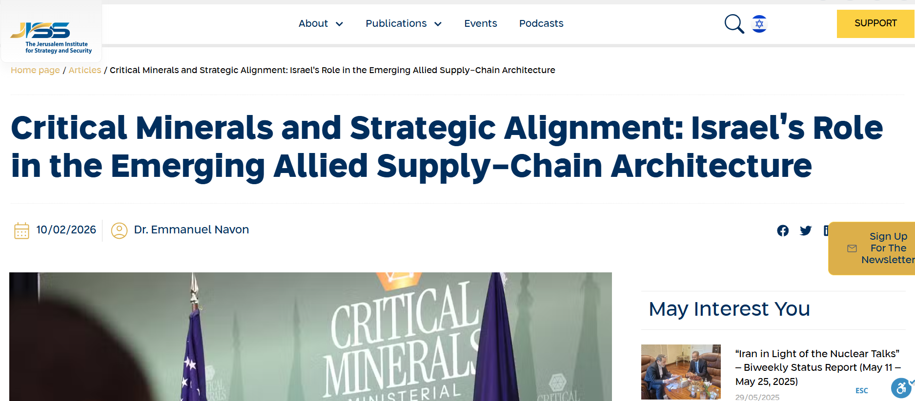 Critical Minerals and Strategic Alignement (JISS Paper)