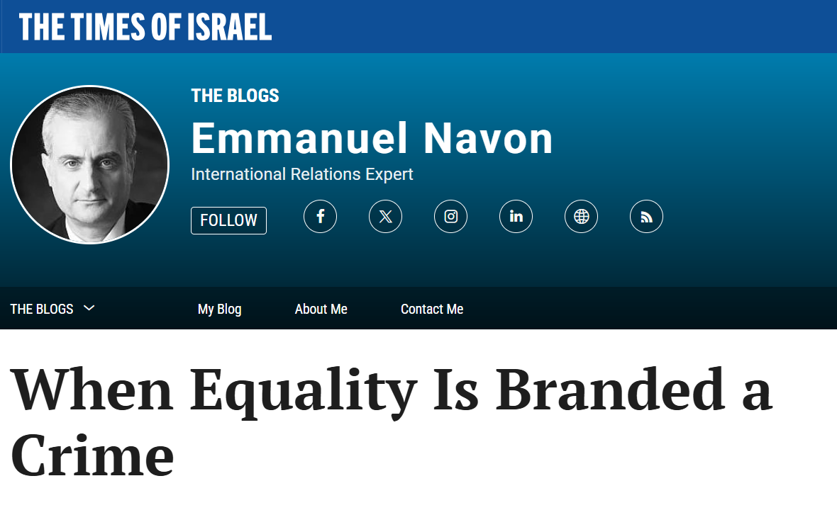 When Equality is Branded a Crime (Times of Israel)