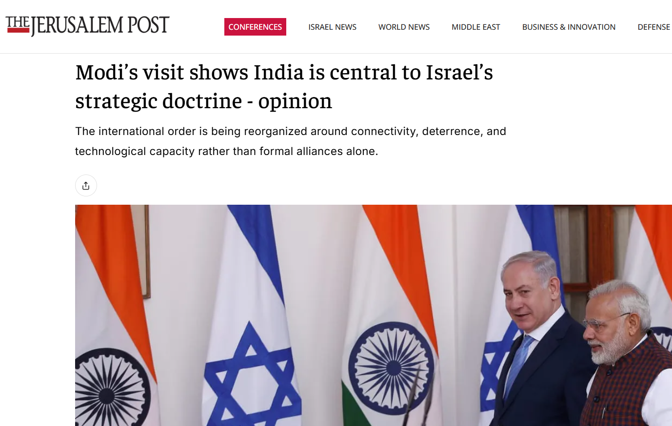 The India-Israel Partnership (Jerusalem Post) The India-Israel Partnership (Jerusalem Post)